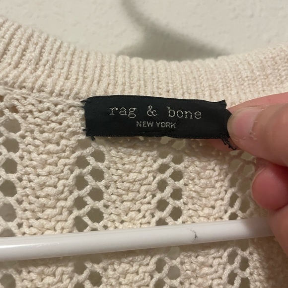 Rag & Bone Adrienne Pointelle Knit Cardigan Cream Women’s - Picture 3 of 10